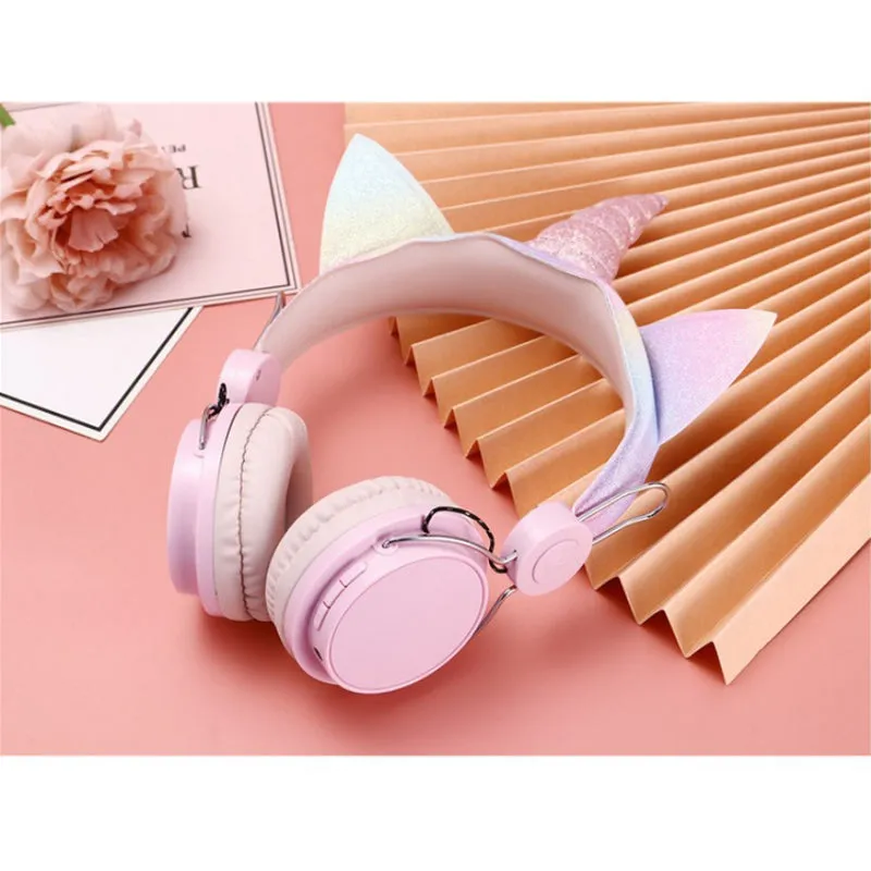 Kids Cute Unicorn Wireless Bluetooth Over Ear Headphones