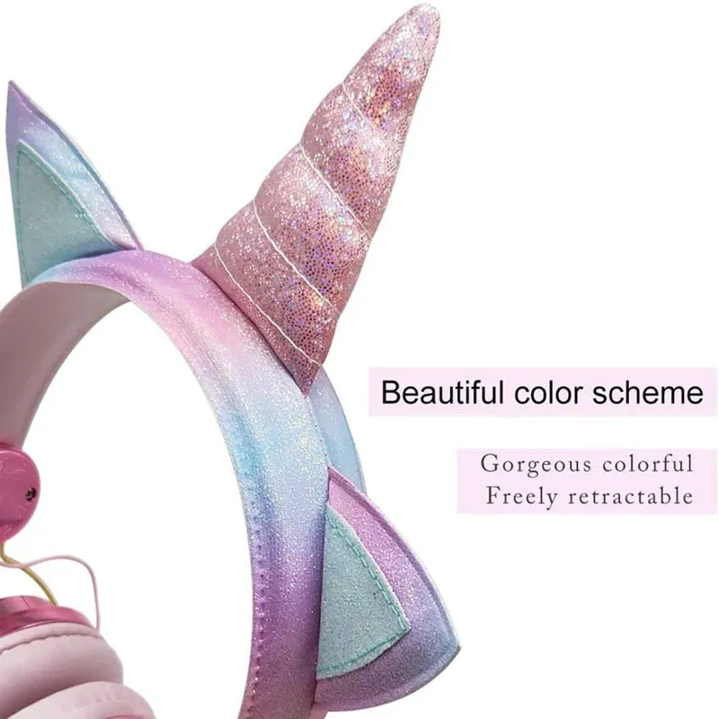 Kids Cute Unicorn Wireless Bluetooth Over Ear Headphones