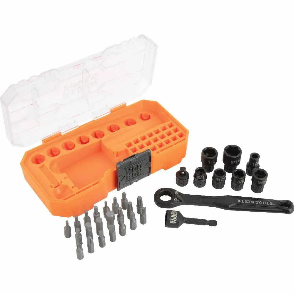 Klein Tools 65300 KNECT 1/4" Drive Impact-Rated Pass Through Socket Set, 32-Piece