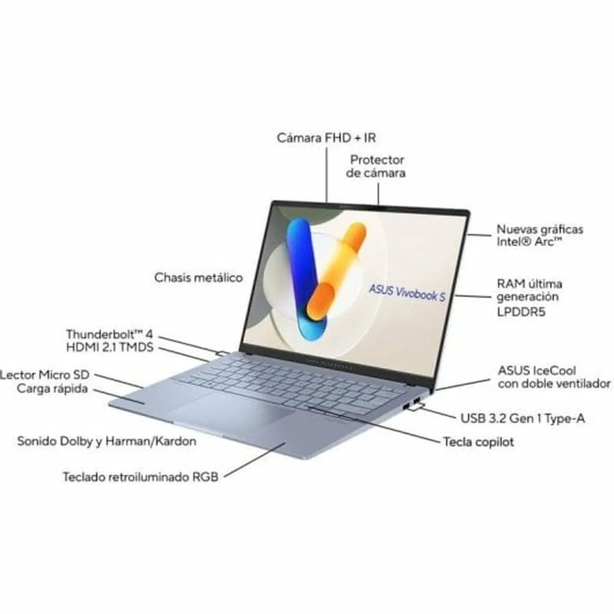 Laptop Asus Vivobook S 14 OLED S5406MA-QD162W 14" Intel Core Ultra 9 185H 16 GB RAM 1 TB SSD Spanish Qwerty