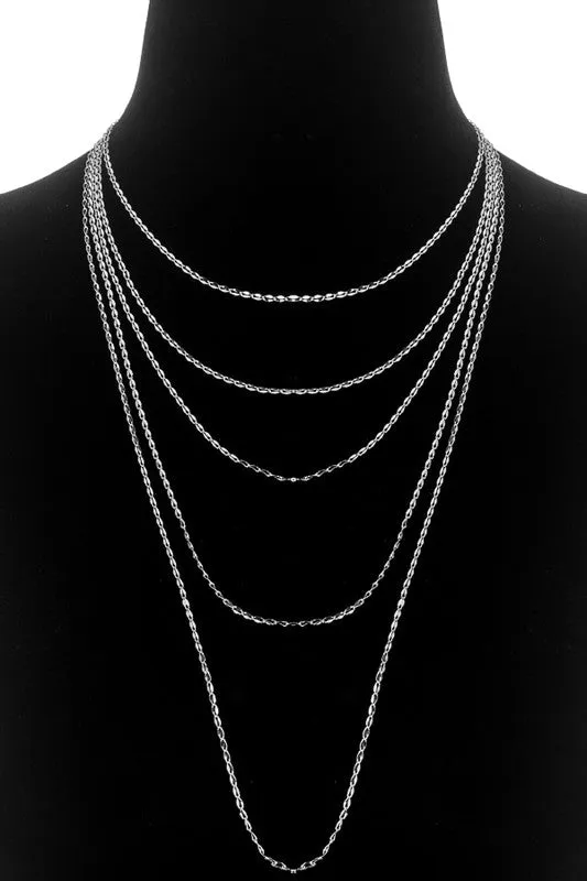 Layered Necklace With Ornate Twisting Chain Links