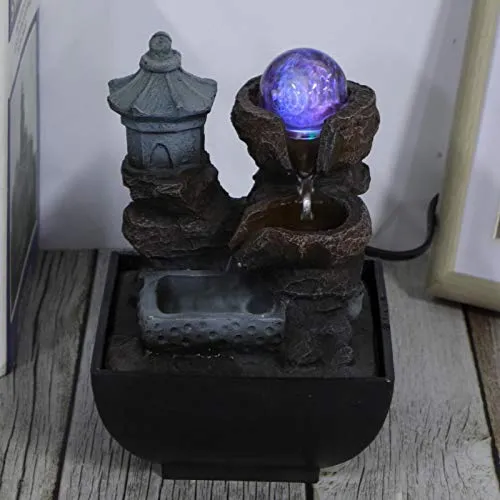 Led Desktop Fountain, Desktop Fountain Waterproof for Home Office for Desktop Decoration(Model: 9111)