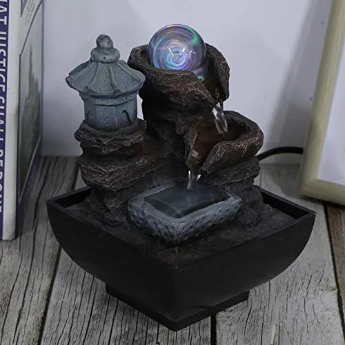 Led Desktop Fountain, Desktop Fountain Waterproof for Home Office for Desktop Decoration(Model: 9111)