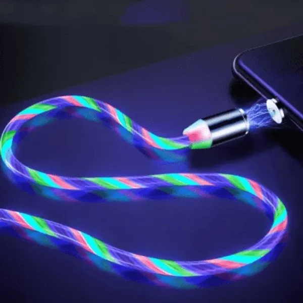 LIT - LED Magnetic Charging Cable for iPhone & Android USB Type C Cable Magnetic Cable LED Lighting fast Charging USB Micro Charger Cable Wire Huawei Samsung