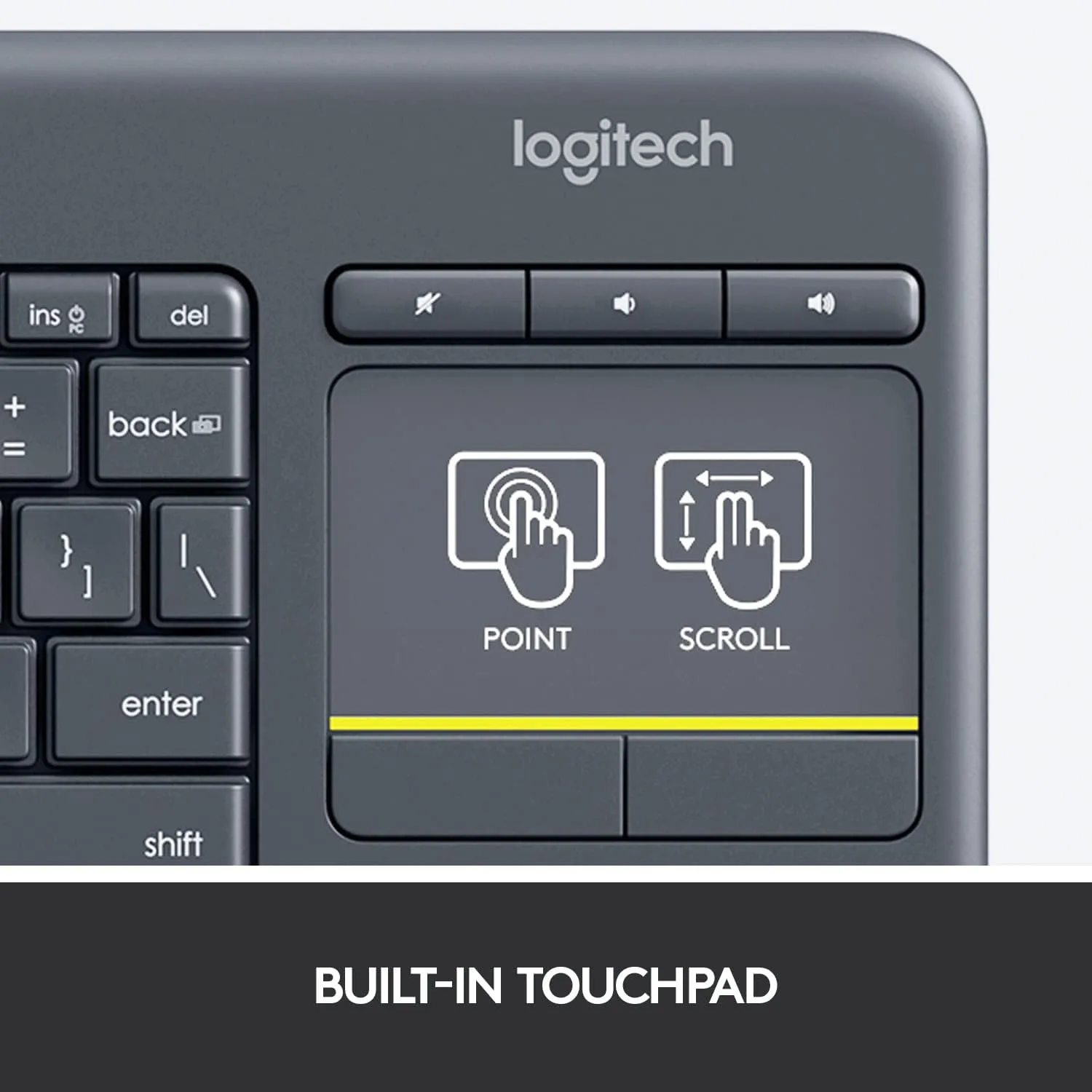 Logitech K400 Plus TV Touch 無線觸控板鍵盤 (English Version) - Black 黑色 920-007165 原裝行貨