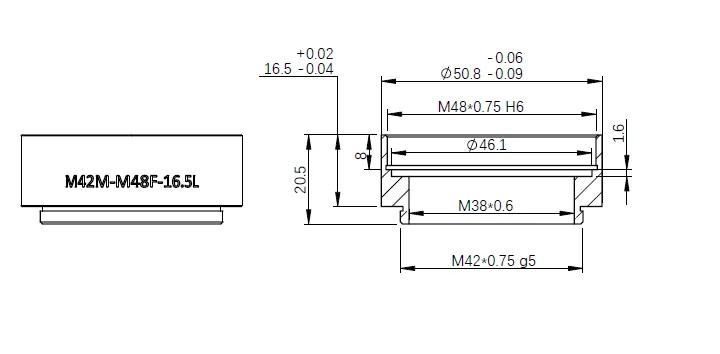 M42-M48 extender (16.5mm length)