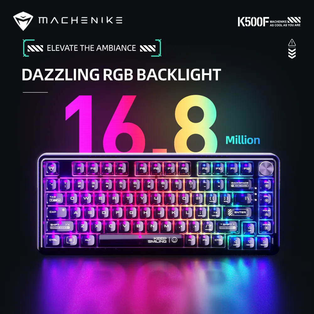 Machenike K500F 81鍵 RGB 有線機械鍵盤（水晶白-冰芯軸）