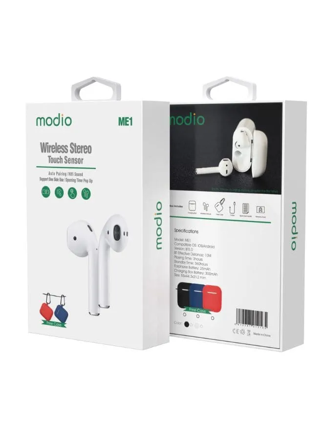 Modio ME1 True wireless stereo headset(White) with free case(Black)