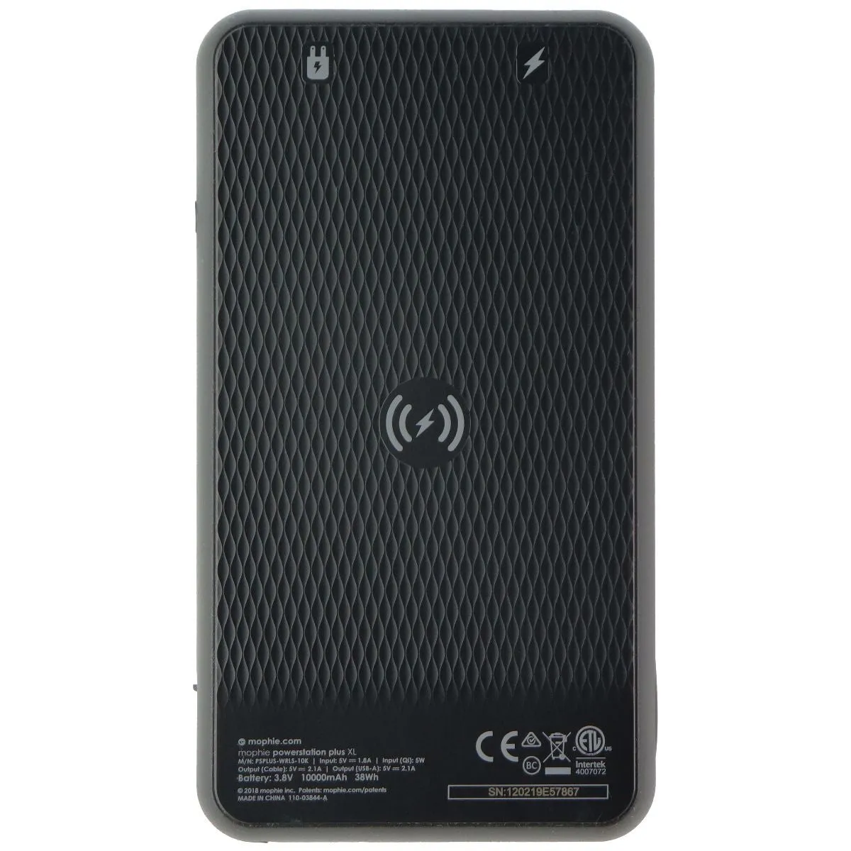 Mophie Powerstation Plus XL 10,000mAh Battery with Built-in Cable - Black