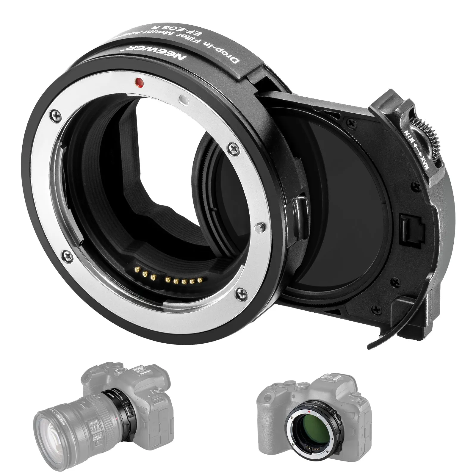 NEEWER EF to EOS R Mount Adapter with Drop in Variable ND Filter ND3-ND500