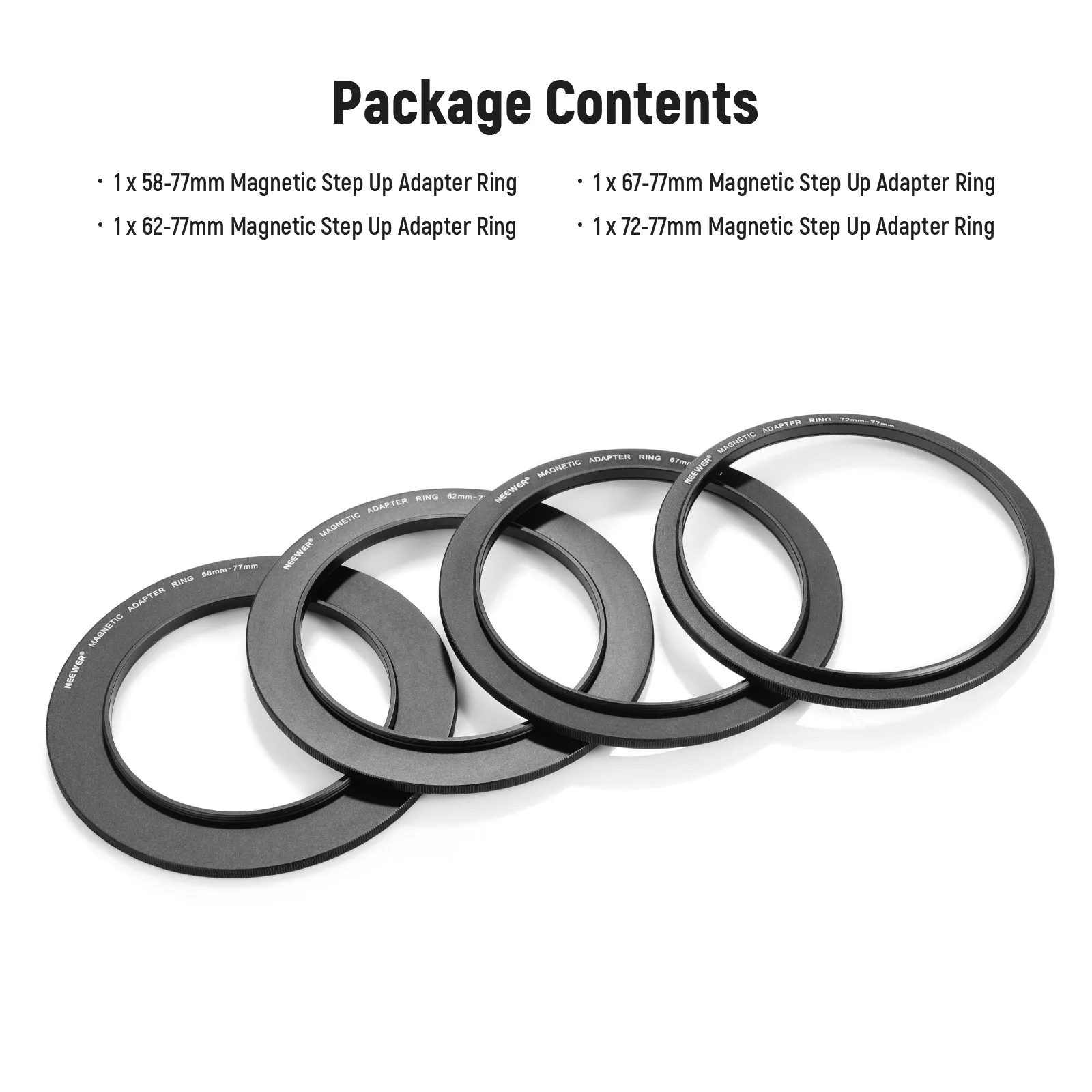 NEEWER Magnetic Step-up Filter Ring Adapter Kit