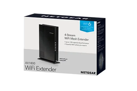 Netgear AX1800 4-Stream Dual-band WiFi 6 Mesh Extender, 1.8Gbps, 4xRJ45 Ports - EAX20-100NAS