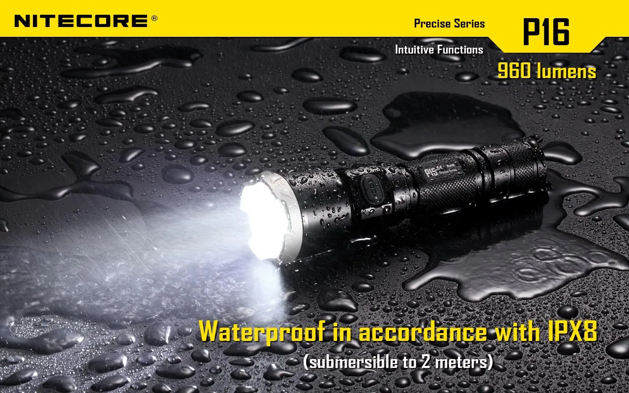 Nitecore P16 LED Flashlight   Nitecore NL1826R 18650 USB lithium Battery