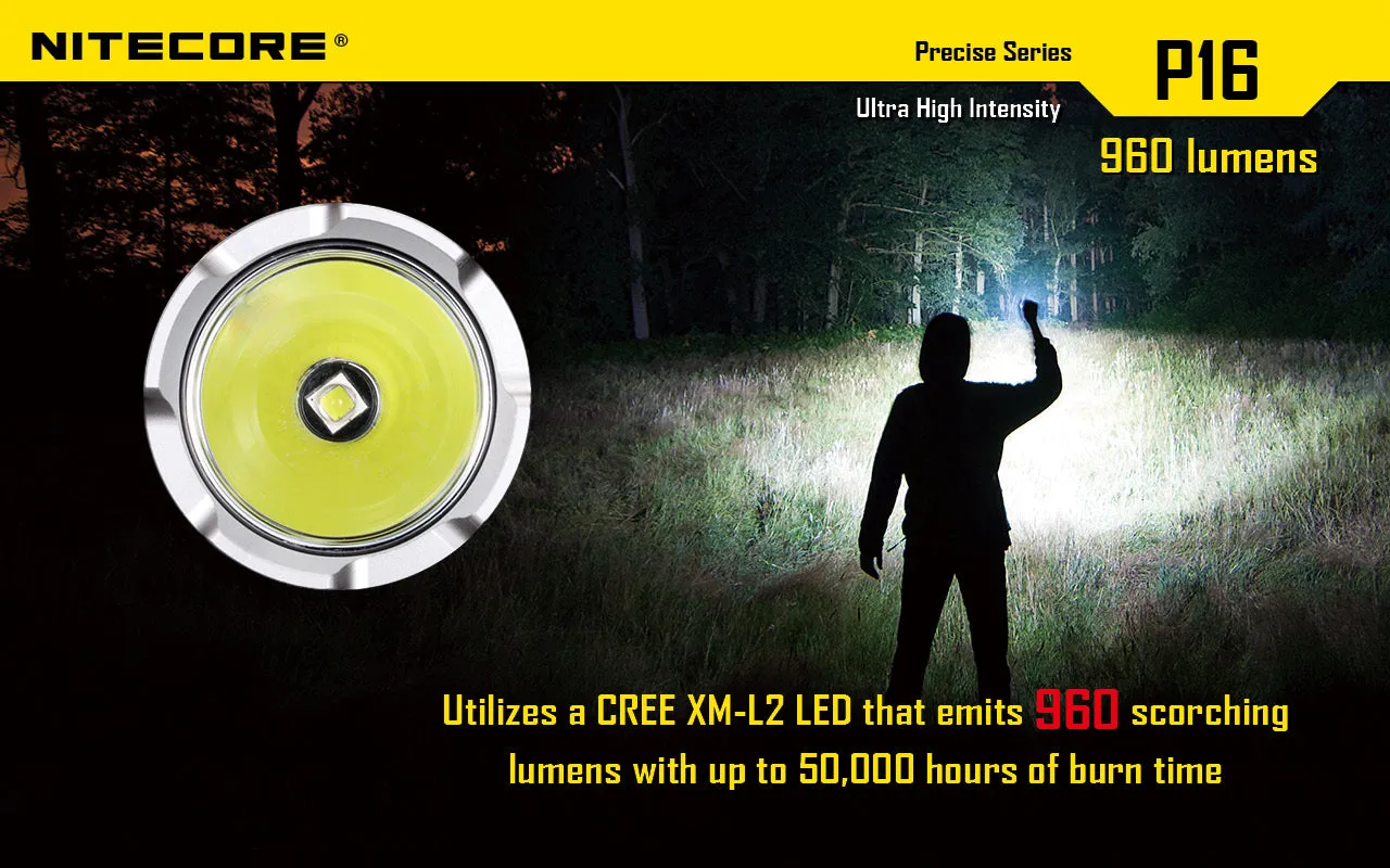 Nitecore P16 LED Flashlight   Nitecore NL1826R 18650 USB lithium Battery