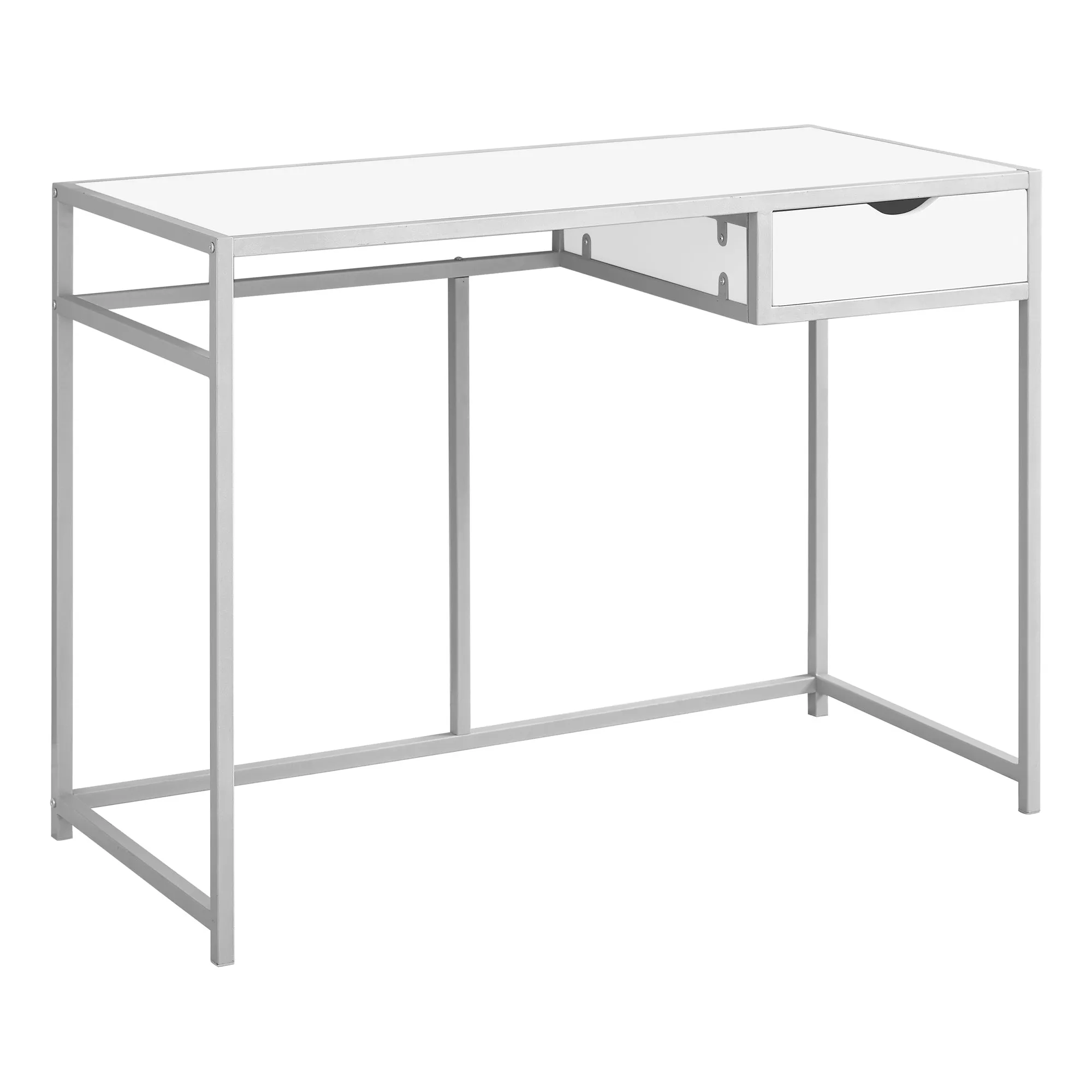 OFFICE SERIES - 42"L / WHITE / SILVER METAL