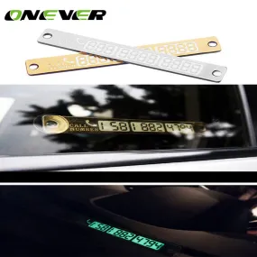 Onever Car Luminous Temporary Parking Stop Sign Noctilucous Telephone Number Plate Auto Parking Sign Card Car Accessories