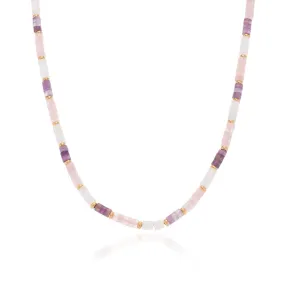 Pastel Quartz Beaded Necklace (Gold)