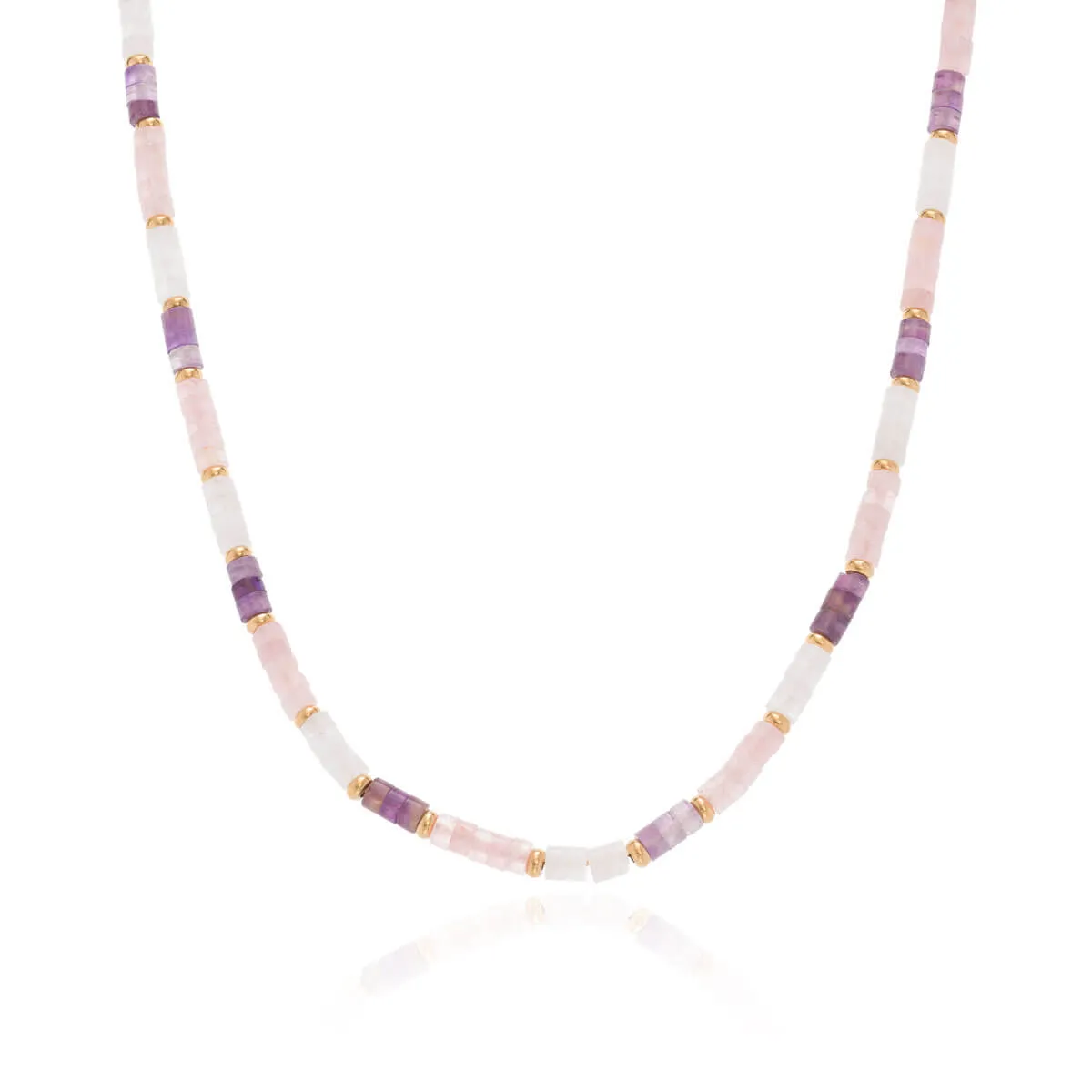 Pastel Quartz Beaded Necklace (Gold)