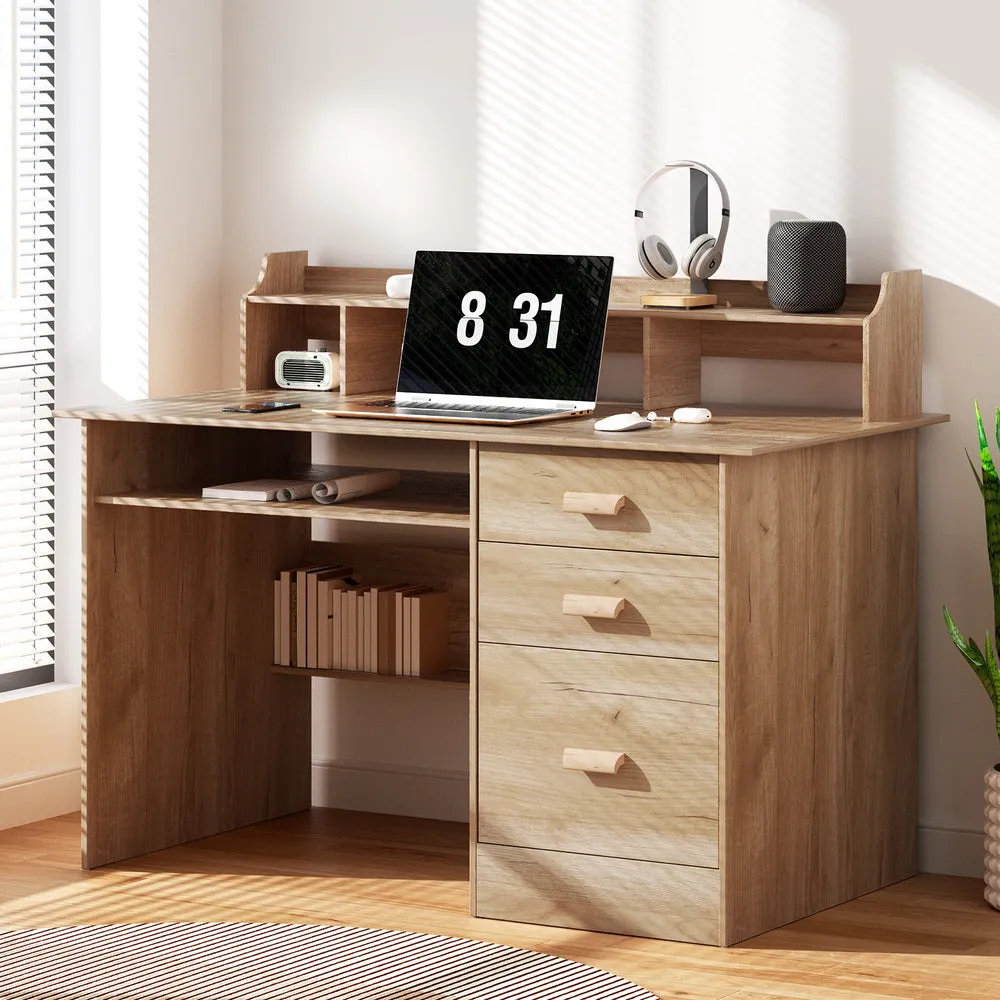 Pine Particle Board Computer Desk with Shelves & Drawers - Artiss