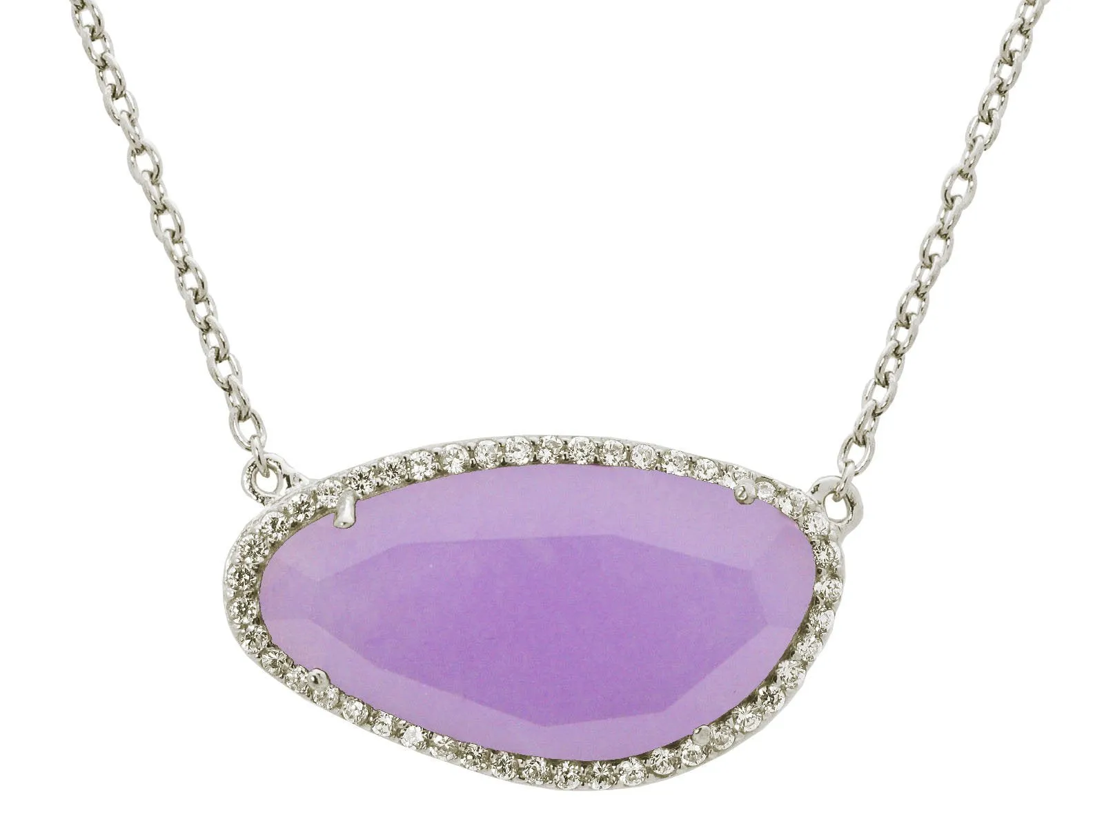 Platinum Plated Sterling Silver Purple Stone Slice