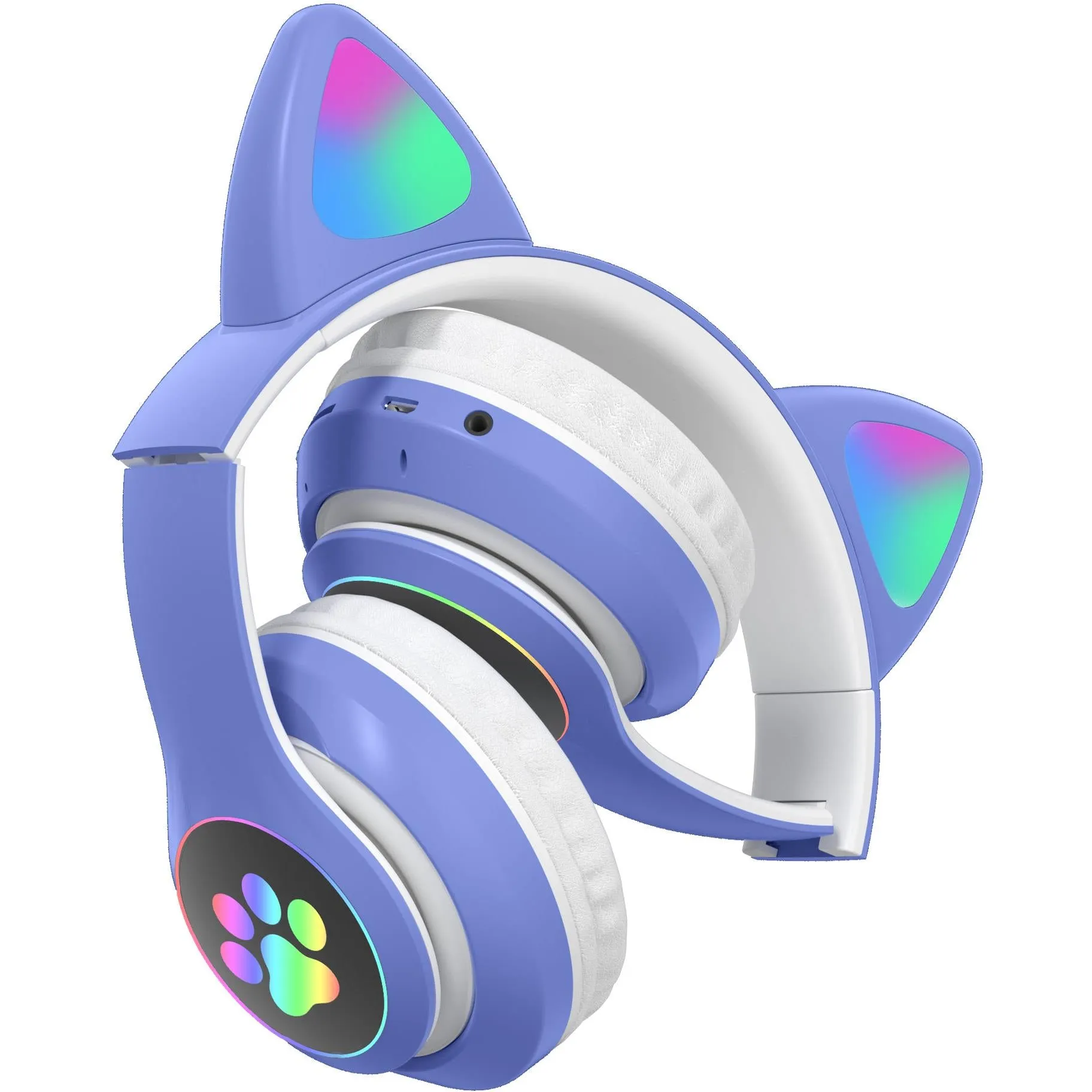 Polaroid Foldable RGB Wireless Kids Over-Ear Headphones (Blue)