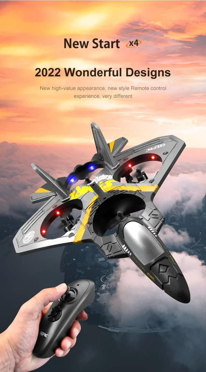 Radio Controlled Airplane  V17 Gravity Sensing Aerobatic Fighter with LED Gray Model Aircraft