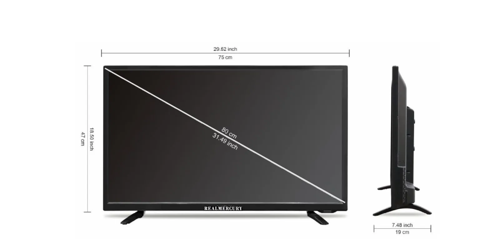 REALMERCURY 32 Inch 4K Ultra Full HD Android 11 with Voice Control Remot| Black | 220V | 778BT4 Series | 1920 * 1080 Pixel | A  Grade IPS Panel (First Time India)