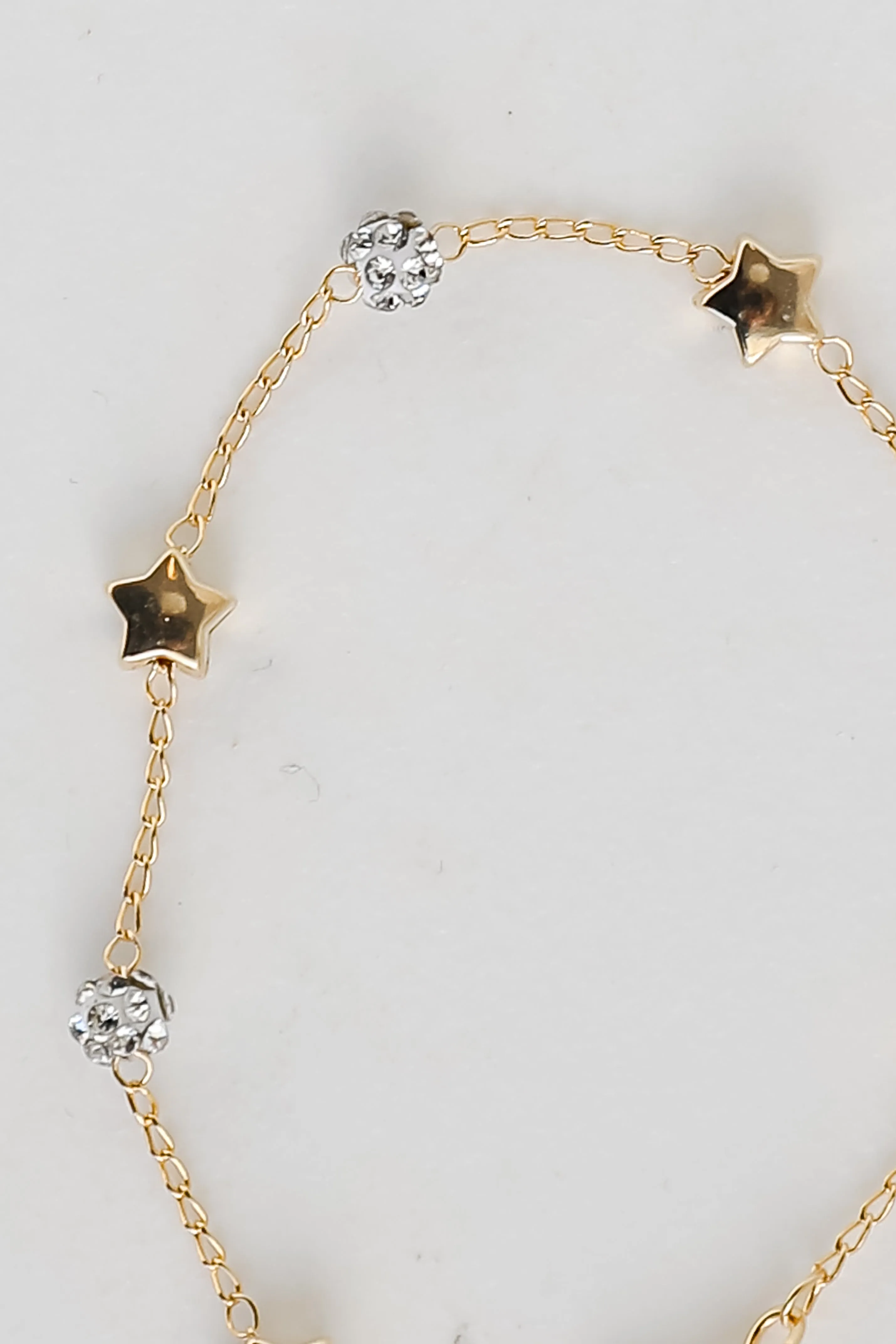 Rosie Gold Star   Rhinestone Charm Bracelet