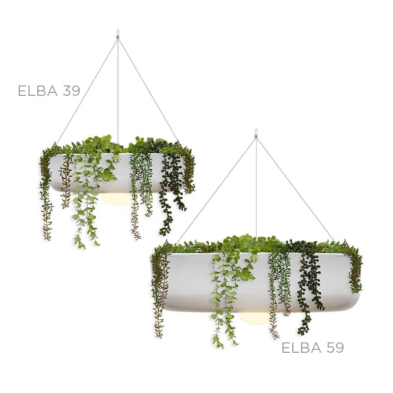 Round hanging planter with cordless lighting ELBA 39