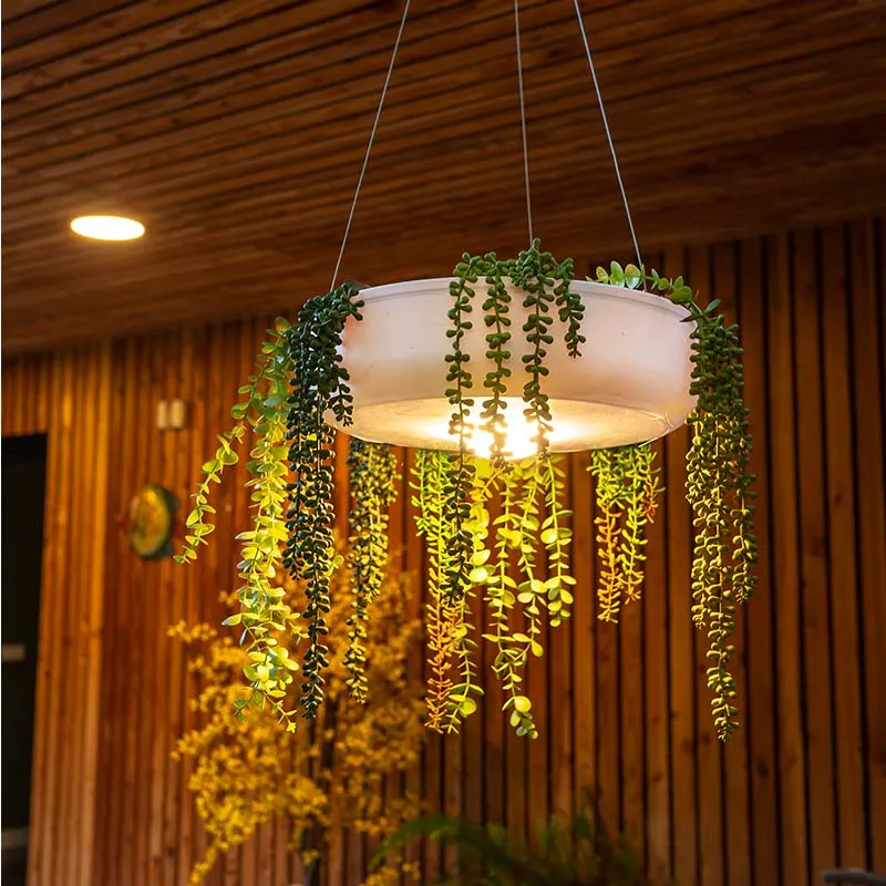 Round hanging planter with cordless lighting ELBA 39