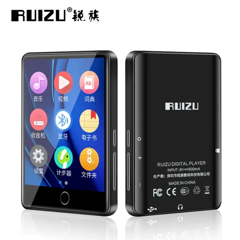 RUIZU M7 Metal Bluetooth 5.0 MP3 Music Player Built-In Speaker 2.8 Inch Full Touch Screen HIFI Walkman with Fm/E-Book/Pedometer