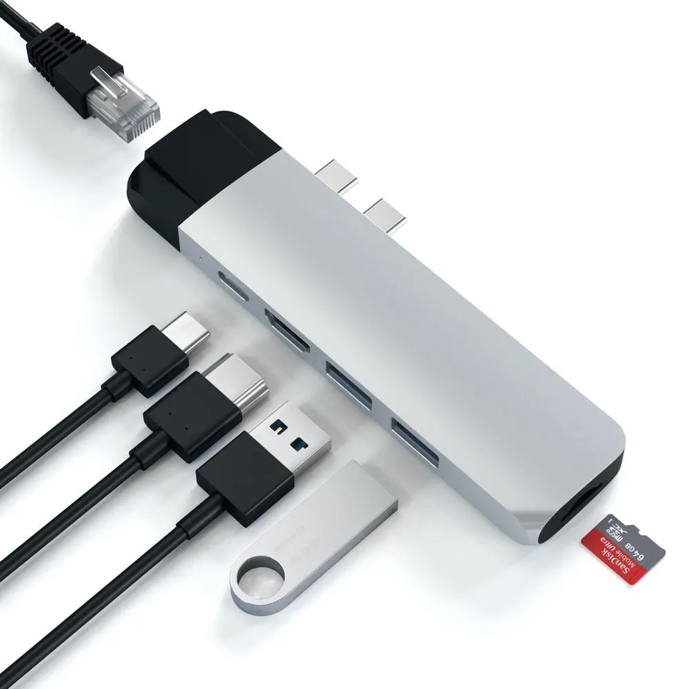 Satechi USB-C Pro Hub w/ Ethernet & 4K HDMI - Silver