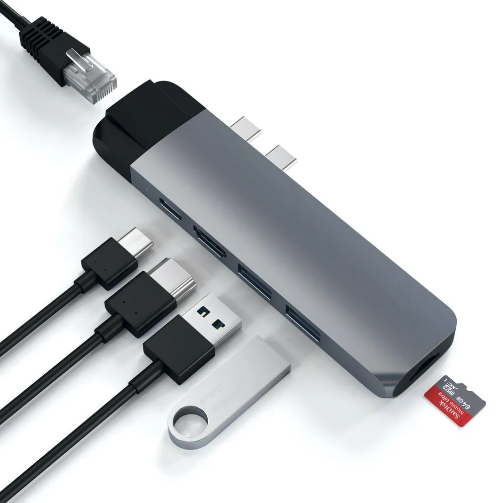 Satechi USB-C Pro Hub w/ Ethernet & 4K HDMI - Silver