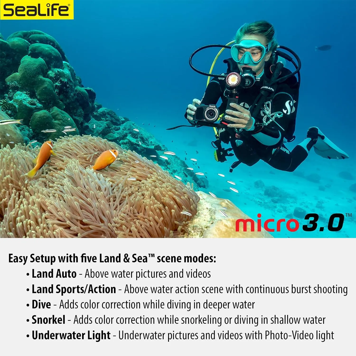 SeaLife Micro 3.0 Limited Edition Explorer Underwater Camera Gift Set for Photography & Video, Easy Set-up, Includes Sea Dragon 2000 Photo-Video Light