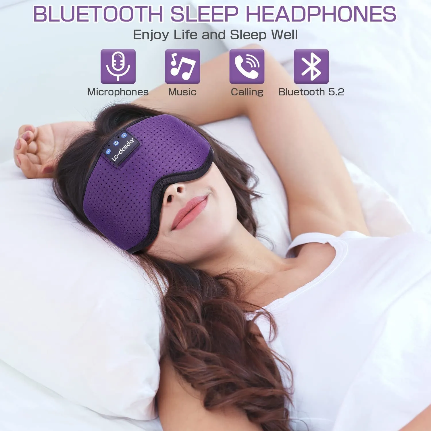 Sleep Mask with Bluetooth Headphones, Sleep Headphones Bluetooth Sleep Mask 3D Sleeping Headphones for Side Sleepers Best Gift and Travel Essential (Classical Purple)