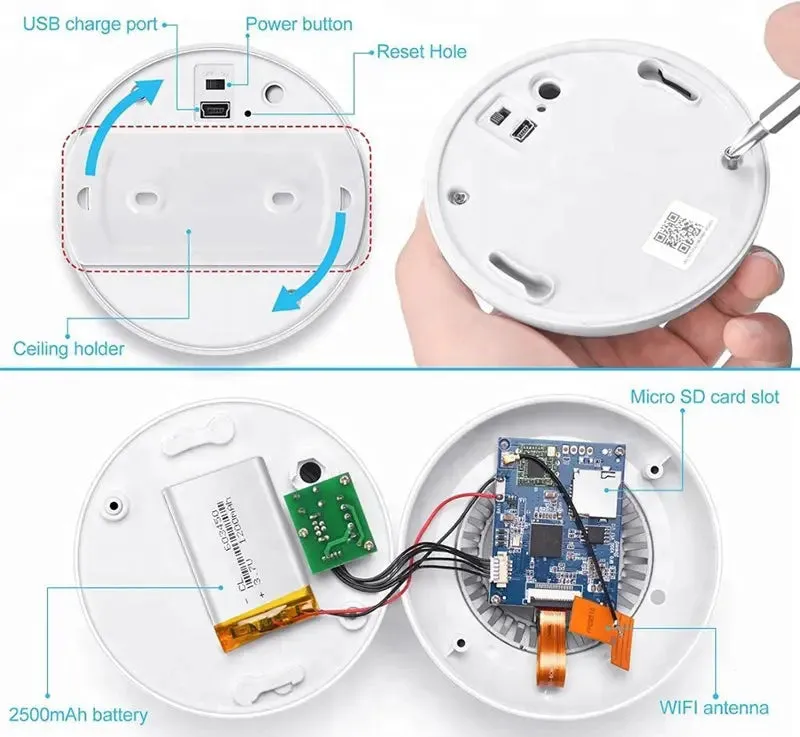 Smoke Alarm Design Camera Wifi Camera Ceiling Camere Home Security