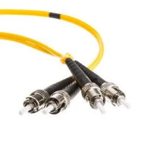 ST Duplex Fiber Optic Patch Cable, OS2 9/125 Singlemode, Yellow Jacket, 3 meter (10 foot)