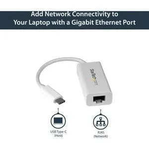 StarTech.com USB-C to Gigabit Network Adapter - White - USB 3.1 - Realtek RTL8153 - 1 Port(s) - 1 - Twisted Pair - 10/100/1000Base-T - Desktop