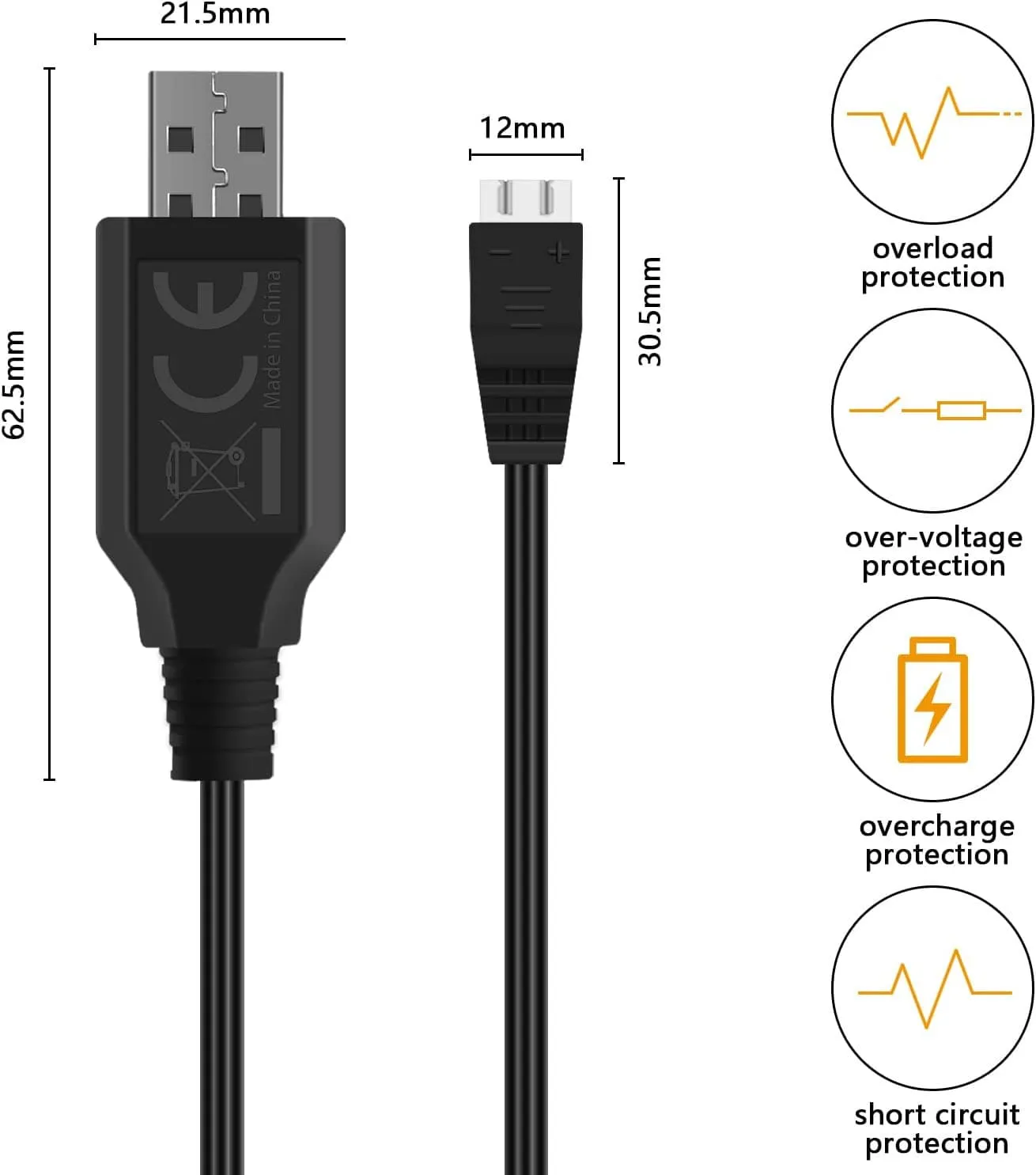 SUPULSE 2pcs USB Charger Cable 2A for 2S 7.4V LiPo Battery with XH-3Pin Plug for RC Boat RC Truck RC Plane