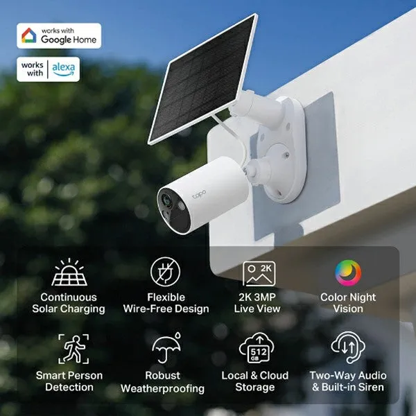 Tapo 2K Solar-Powered Security Camera with Kit - White | Tapo C410 KIT