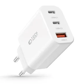 Tech-Protect Network 30W Vægoplader m. 2 x USB-C & 1 x USB-A - Hvid