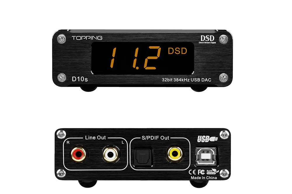 TOPPING D10s Hi-Res USB DAC ES9038Q2M 32Bit/384kHz DSD256 XMOS XU208 HiFi Decoder