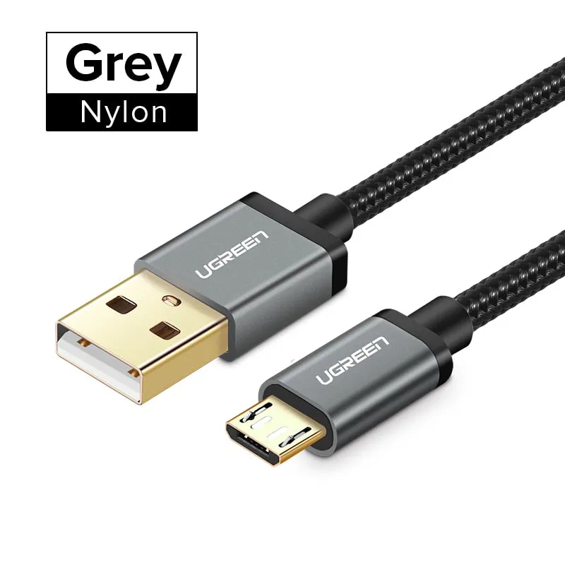 Ugreen Micro USB Cable 2.4A Nylon Fast Charge USB Data Cable for Samsung Xiaomi LG Tablet Android Mobile Phone USB Charging Cord