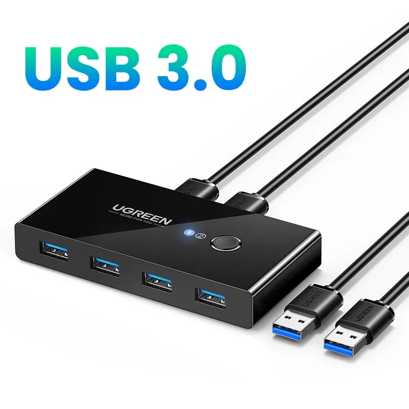 UGREEN USB KVM Switch USB 3.0 2.0 Switcher KVM Switch for Windows10 PC Keyboard Mouse Printer 2 PCs Sharing 4 Devices USB Switch