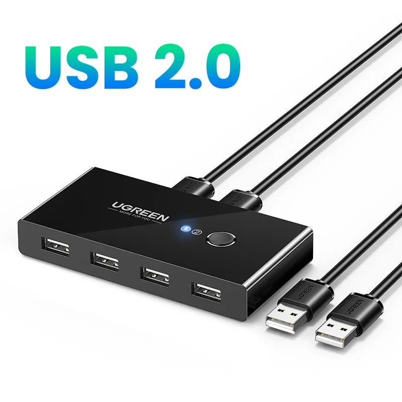 UGREEN USB KVM Switch USB 3.0 2.0 Switcher KVM Switch for Windows10 PC Keyboard Mouse Printer 2 PCs Sharing 4 Devices USB Switch