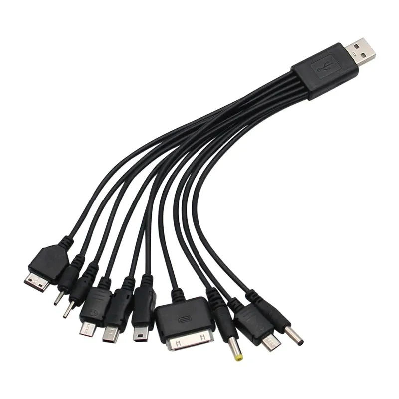 Universal USB To Multi Plug Cell Phone Charger Cable 10 to 1 USB Cable For Samsung Xiaomi Huawei Google OPPO Vivo Charger Cable