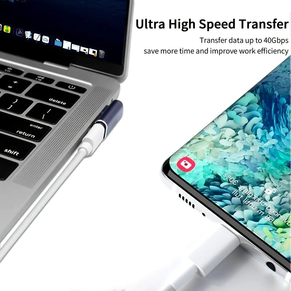 USB C Adapter; 90 Degree Right Angle ; Type C Male To Female Adapter Extender Support 100W Fast Charging 40Gbps Data Transfer 8K@60Hz Video Output For Laptops; Tablets; Mobile Phones