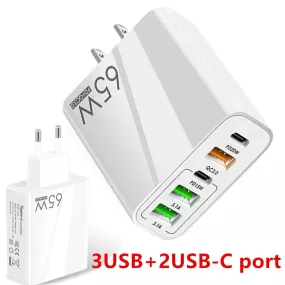 USB C Charger Fast Charging 65W Type C PD QC3.0 Mobile Phone Adapter For iPhone Xiaomi Huawei Samsung ipad Realme oneplus Tablet