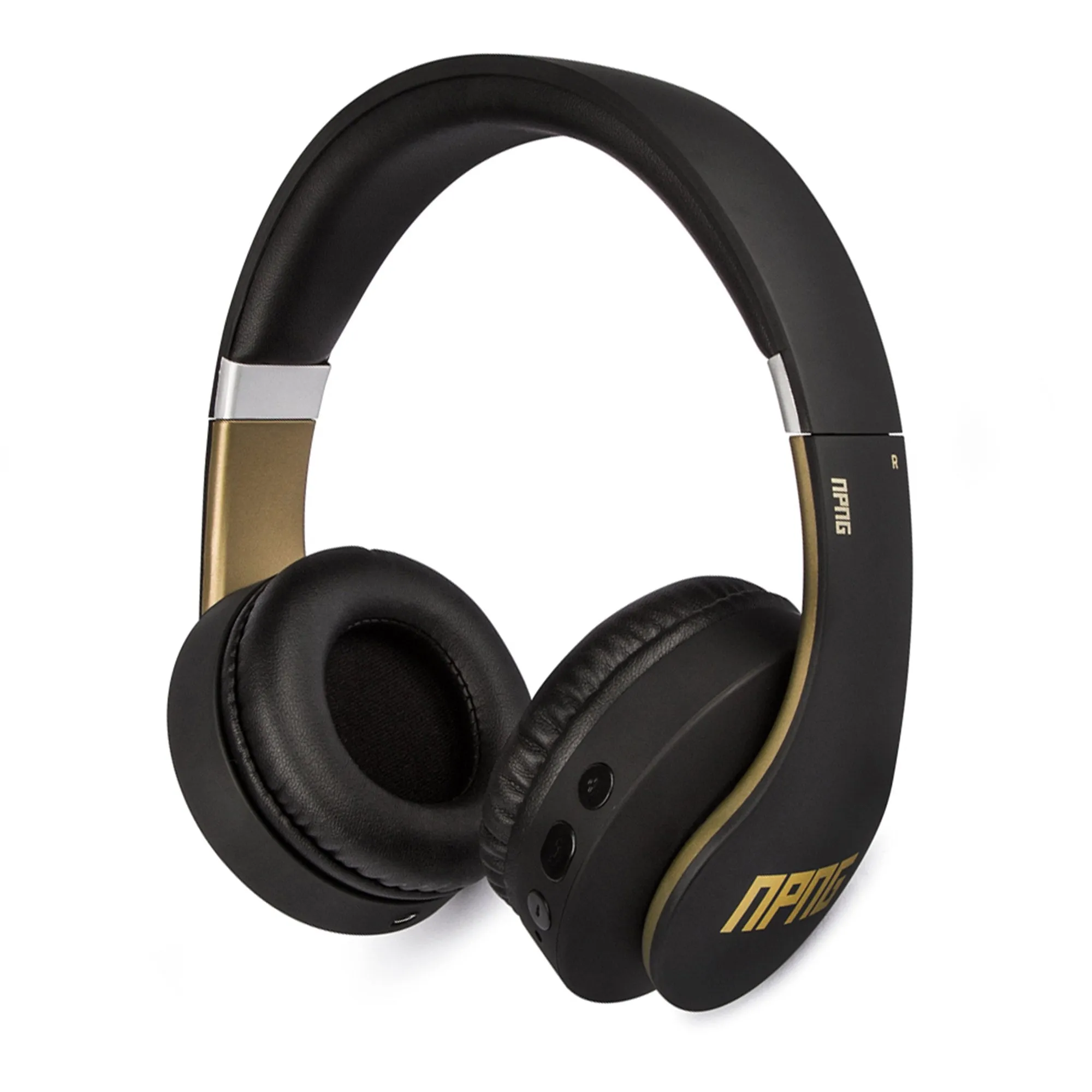 Veho No Proof No Glory NP-2 Bluetooth Wireless/Wired Over-Ear Headphones | Stereo | Adjustable | Flex Anti-Tangle Cable | Microphone | Remote Control -  Black/Gold