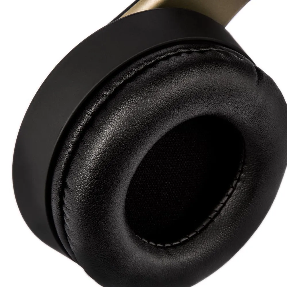 Veho No Proof No Glory NP-2 Bluetooth Wireless/Wired Over-Ear Headphones | Stereo | Adjustable | Flex Anti-Tangle Cable | Microphone | Remote Control -  Black/Gold